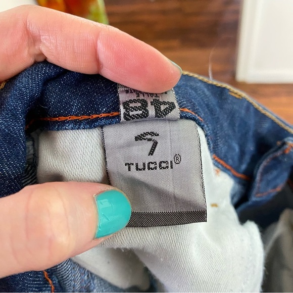 Tucci Slim Straight Jeans Womens Size 28 Tall Mid Low Rise Distressed Blue Denim - Picture 8 of 14